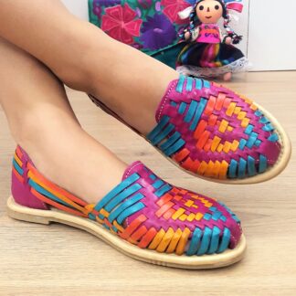 Huarache de piel hecho a mano bordado plataforma modazj00036