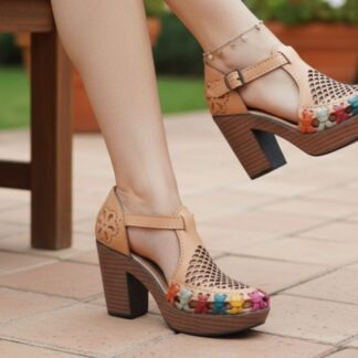 Huarache de piel hecho a mano tejido a mano piso moda zj00909