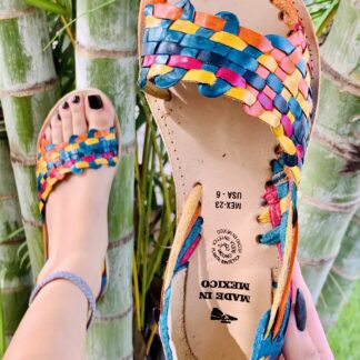 Huarache de piel hecho a mano tejido a mano piso moda zj00037