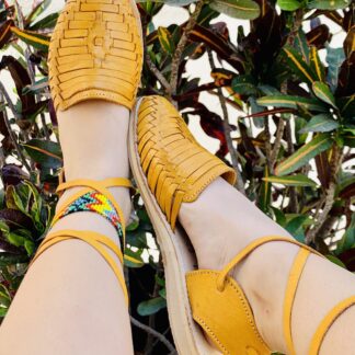 Huarache de piel hecho a mano tejido piso moda zj00603