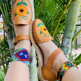 Huarache de piel hecho a mano tejido piso moda zj00681