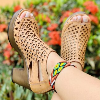 Huarache de piel hecho a mano tejido a mano piso moda zj00242