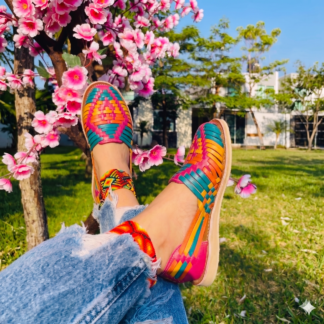 Huarache de piel hecho a mano tejido a mano piso moda zj00036