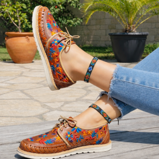 Huarache de piel hecho a mano tejido a mano piso moda zj00950