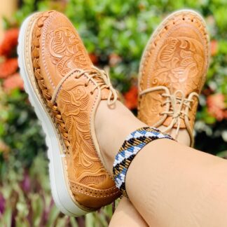 Huarache de piel hecho a mano tejido a mano piso moda zj00321