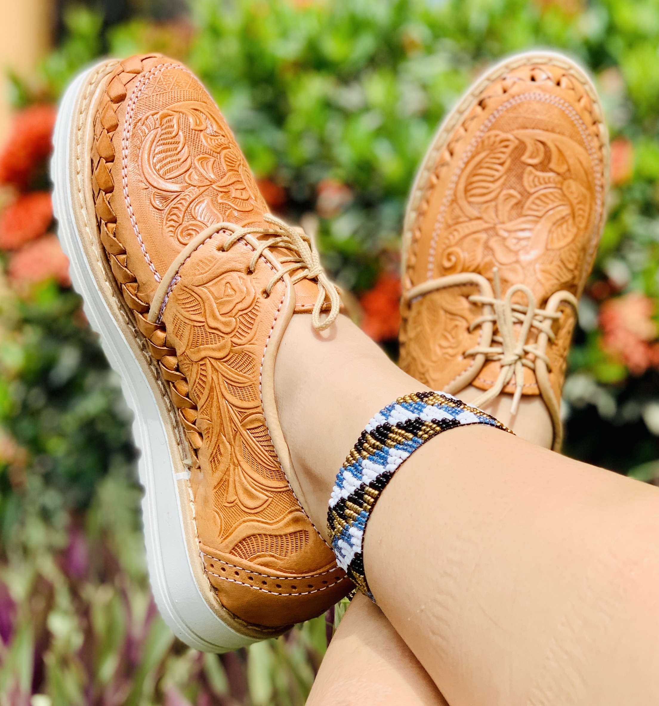 Huarache de piel hecho a mano tejido a mano piso moda zj00321