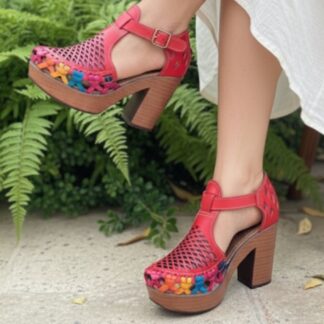 Huarache de piel hecho a mano laser plataforma moda zj00051