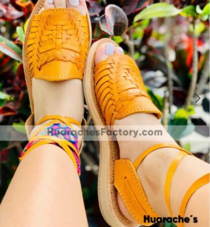 Huarache de piel hecho a mano tejido piso moda zj00809