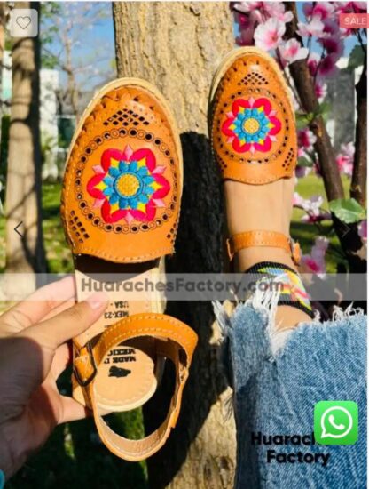 Huarache de piel hecho a mano tejido piso moda zj01027