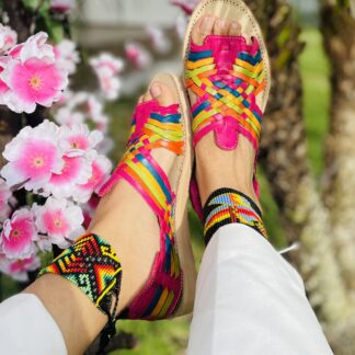 Huarache de piel hecho a mano tejido piso moda zj01022