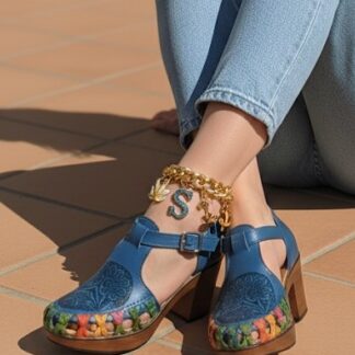 Huarache de piel hecho a mano tejido piso moda zj01000