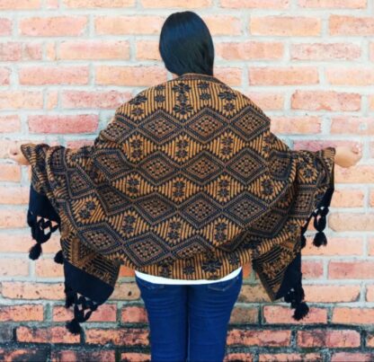 Rebozo artesanal hecho a mano liso anaranjado 196 por 76 cm aprox mayoreo fabrica  rj00305 - Imagen 2