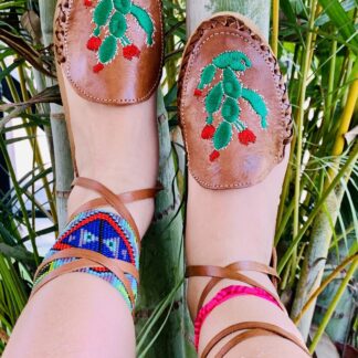 Huarache de piel hecho a mano tejido piso moda zj00692