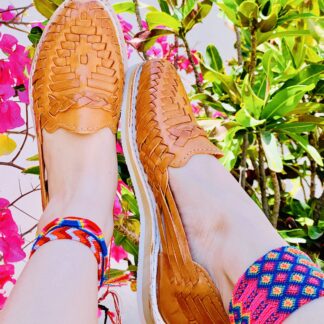 Huarache de piel hecho a mano tejido piso moda zj00861