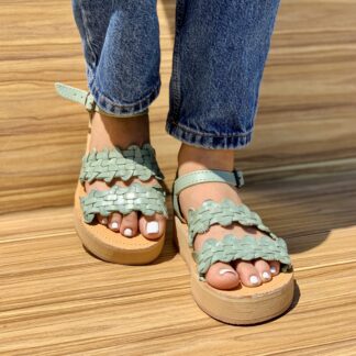 Huarache de piel hecho a mano tejido piso moda zj00944