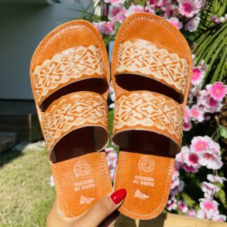 Huarache de piel hecho a mano tejido piso moda zj01016