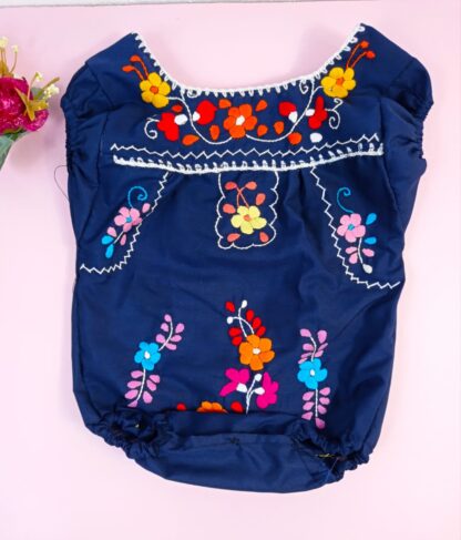 rj00441 Pañalero bordado a mano color azul marino para bebe artesanal Chiapas Proveedor Mayorista