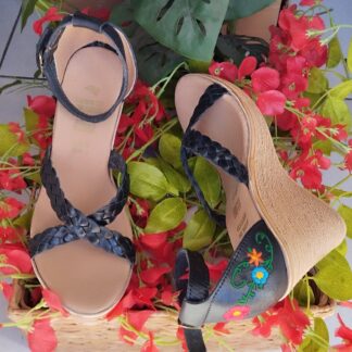 Huarache de piel hecho a mano tejido piso moda zj00700