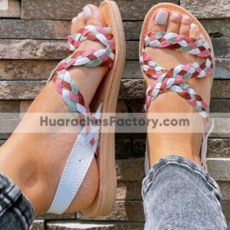 Huarache de piel hecho a mano tejido piso moda zj00821