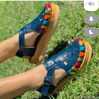 Huarache de piel hecho a mano tejido piso moda zj00623