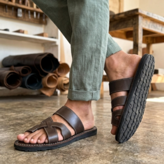 Huarache de piel hecho a mano tejido piso moda zj00360
