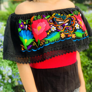 rj00805 blusa artesanal bordada negra