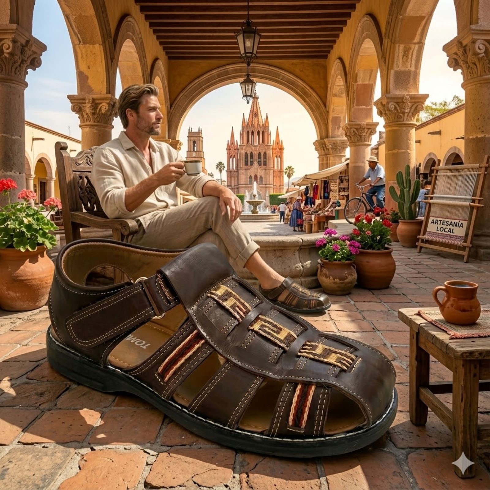 Huarache de hombre hecho a mano tejido a mano piso moda zj00379 - Imagen 4
