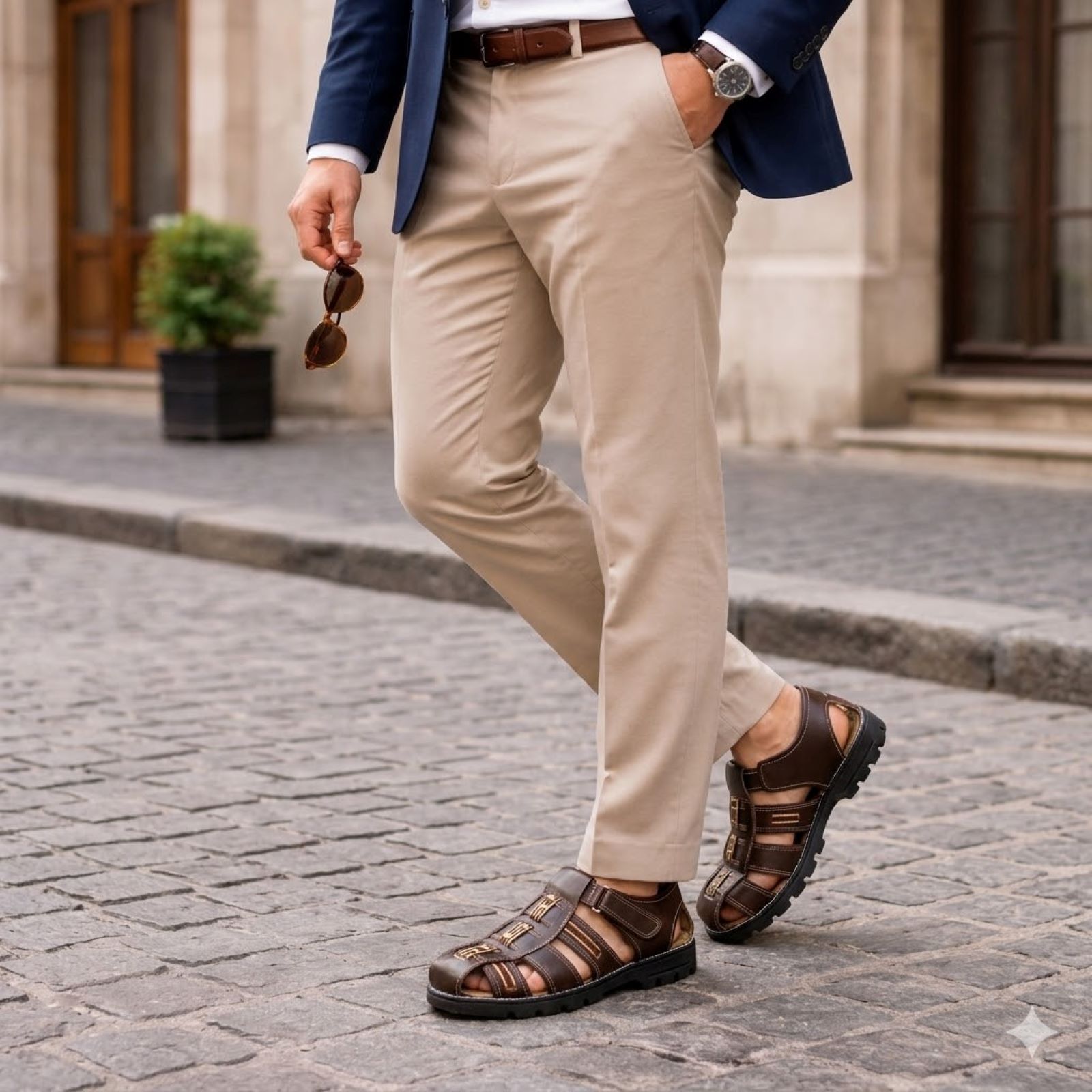 Huarache de hombre hecho a mano tejido a mano piso moda zj00379 - Imagen 3