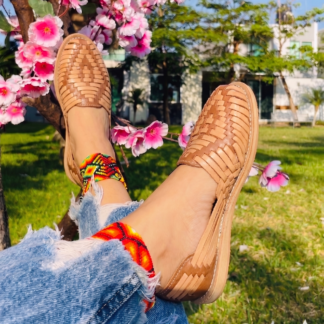Huarache de piel hecho a mano tejido a mano piso moda zj00792