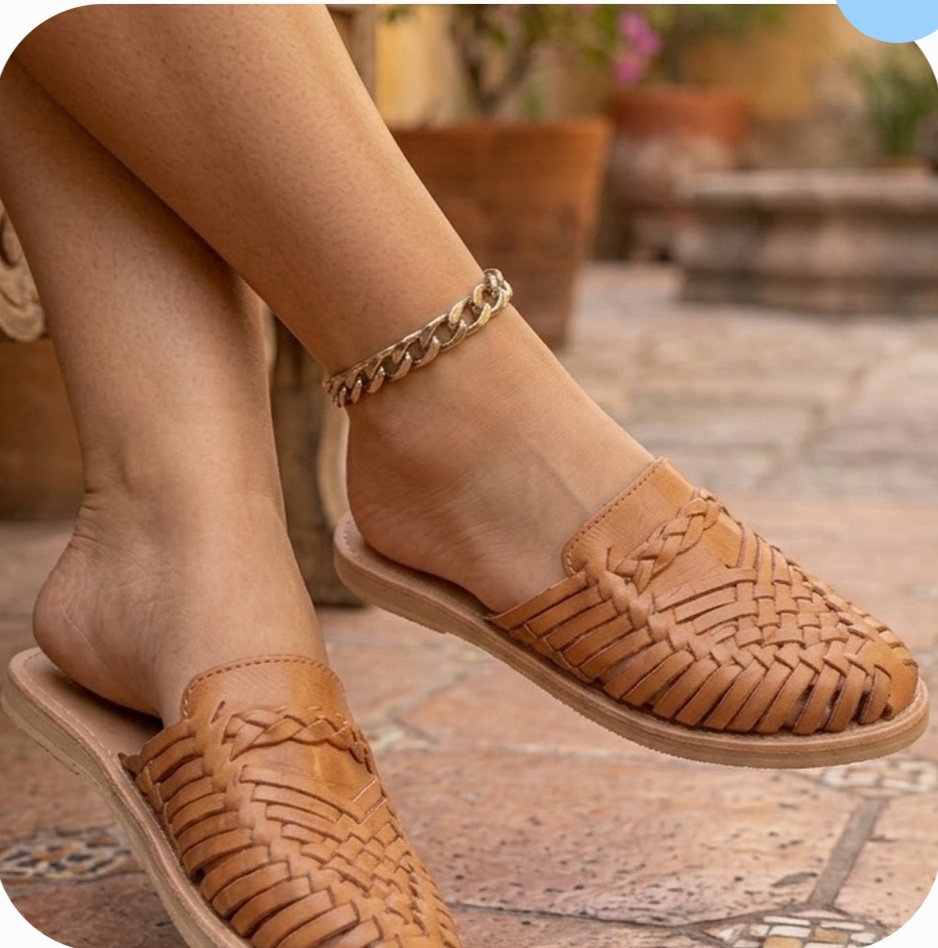 Huarache de piel hecho a mano tejido piso moda zj00801