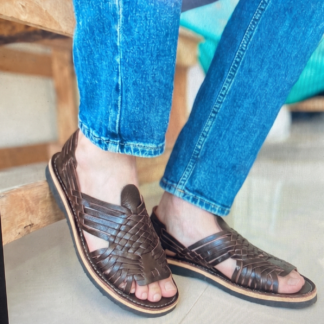 Huarache de piel hecho a mano bordado plataforma modazj00693