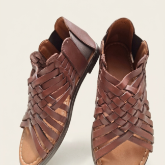 Huarache de piel hecho a mano tejido piso moda zj00384