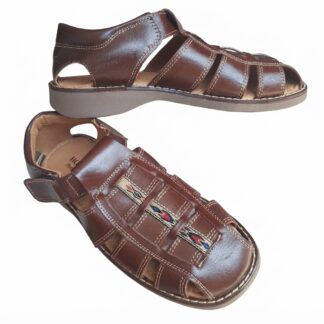 Huarache de piel hecho a mano bordado piso moda zj00376